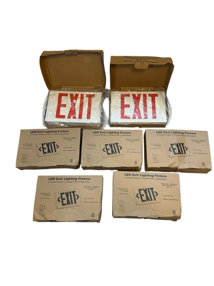 LED Exit Lighting Fixture Set Of 7 New