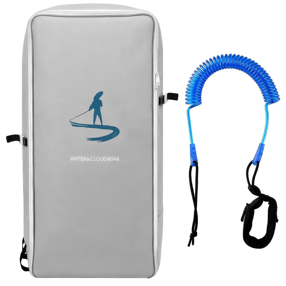 105L Waterproof Paddleboard Backpack and 10ft Coiled Leash Set Portable Surfb...
