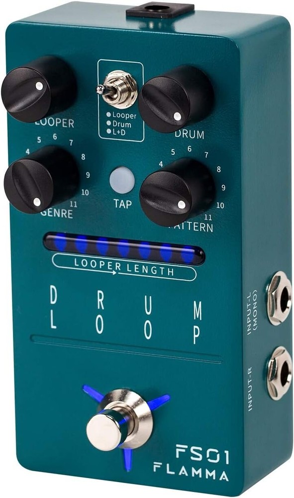 Versatile Drum Machine & Phrase Loop Pedal with 121 Rhythms - Compact Size
