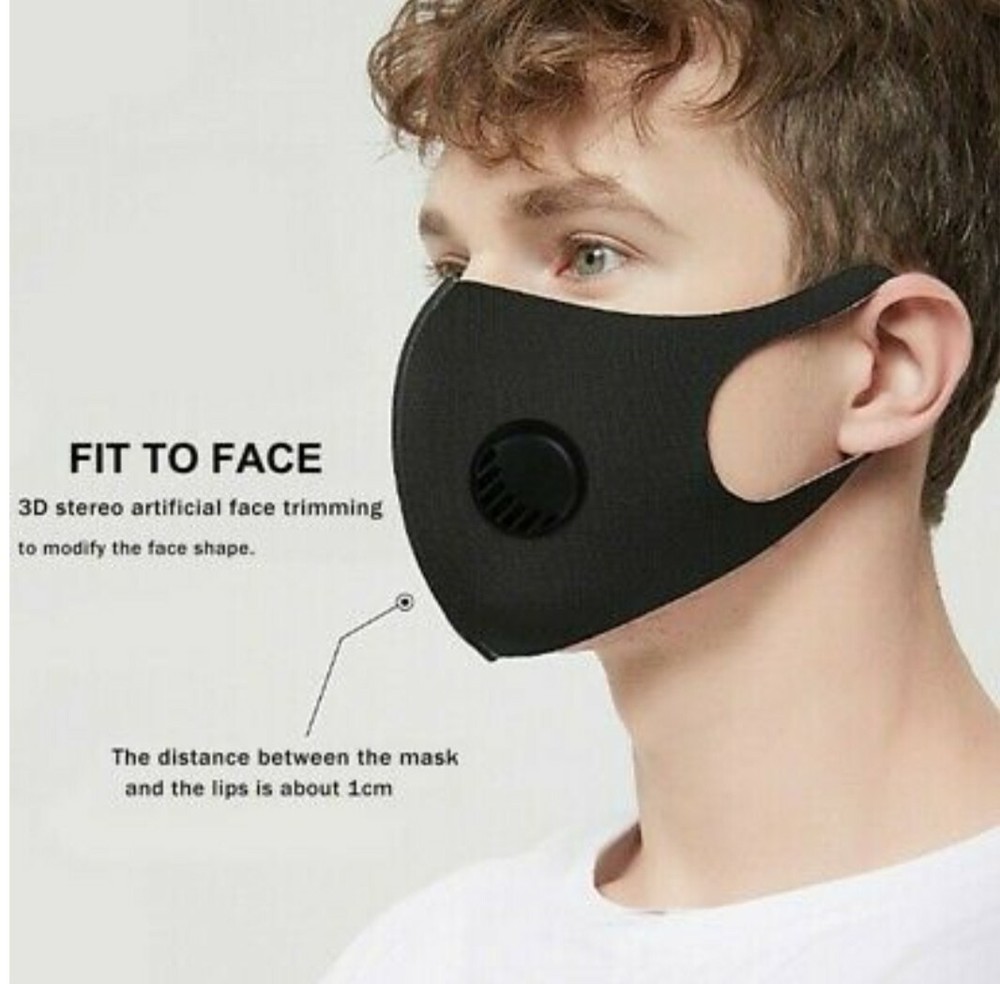 2 Black Fashion Mask with valve