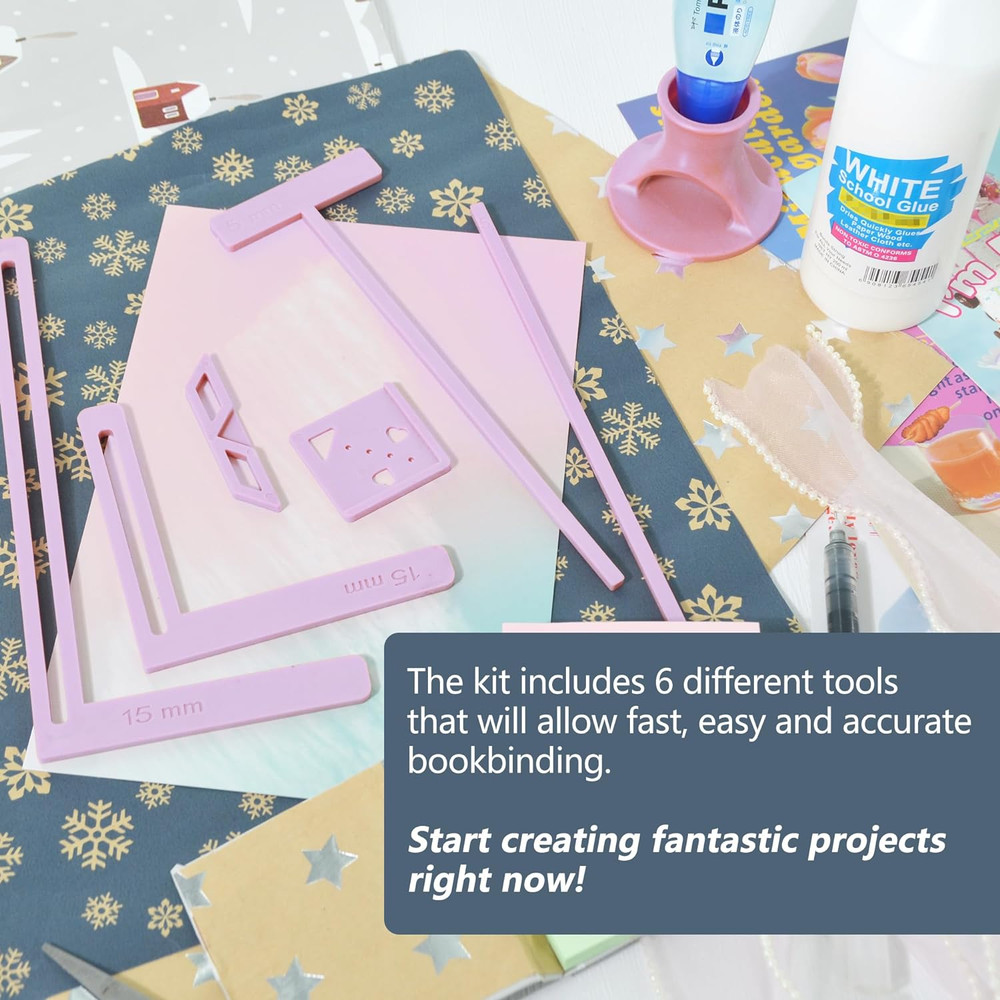 6Pcs Bookbinding Easy Scrapbooking Tool for Starter, Complete Great Stencils and