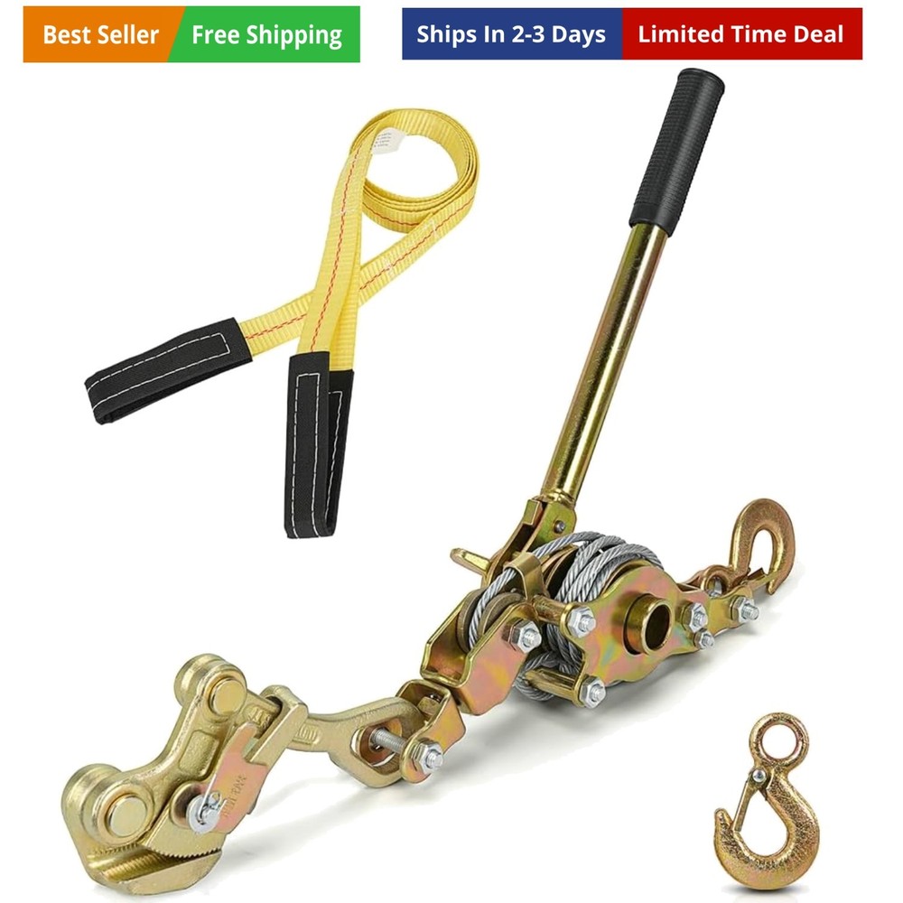 Zipline Tensioning Kit, Cable Winch Puller with Cable Grip Steel Wire Puller ...