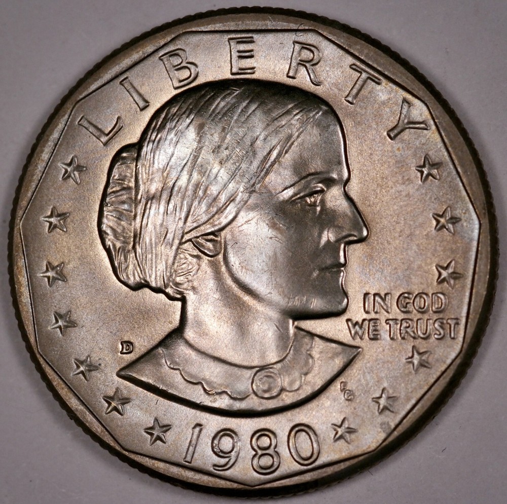 $1 1980 D Susan B Anthony SBA, uncirculated UNC toned (E122)