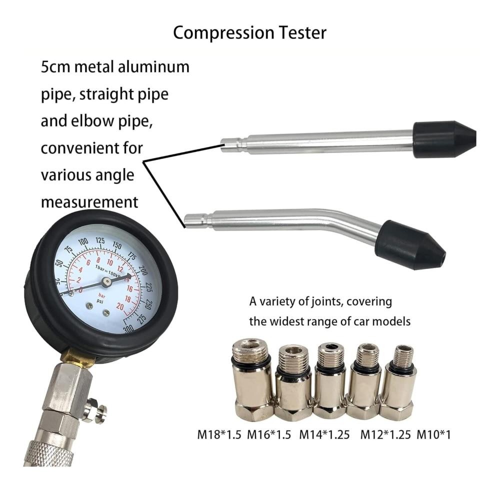 Engine Cylinder Compression Test Gauge Detector Kit Set For Car Motorcycle Tool
