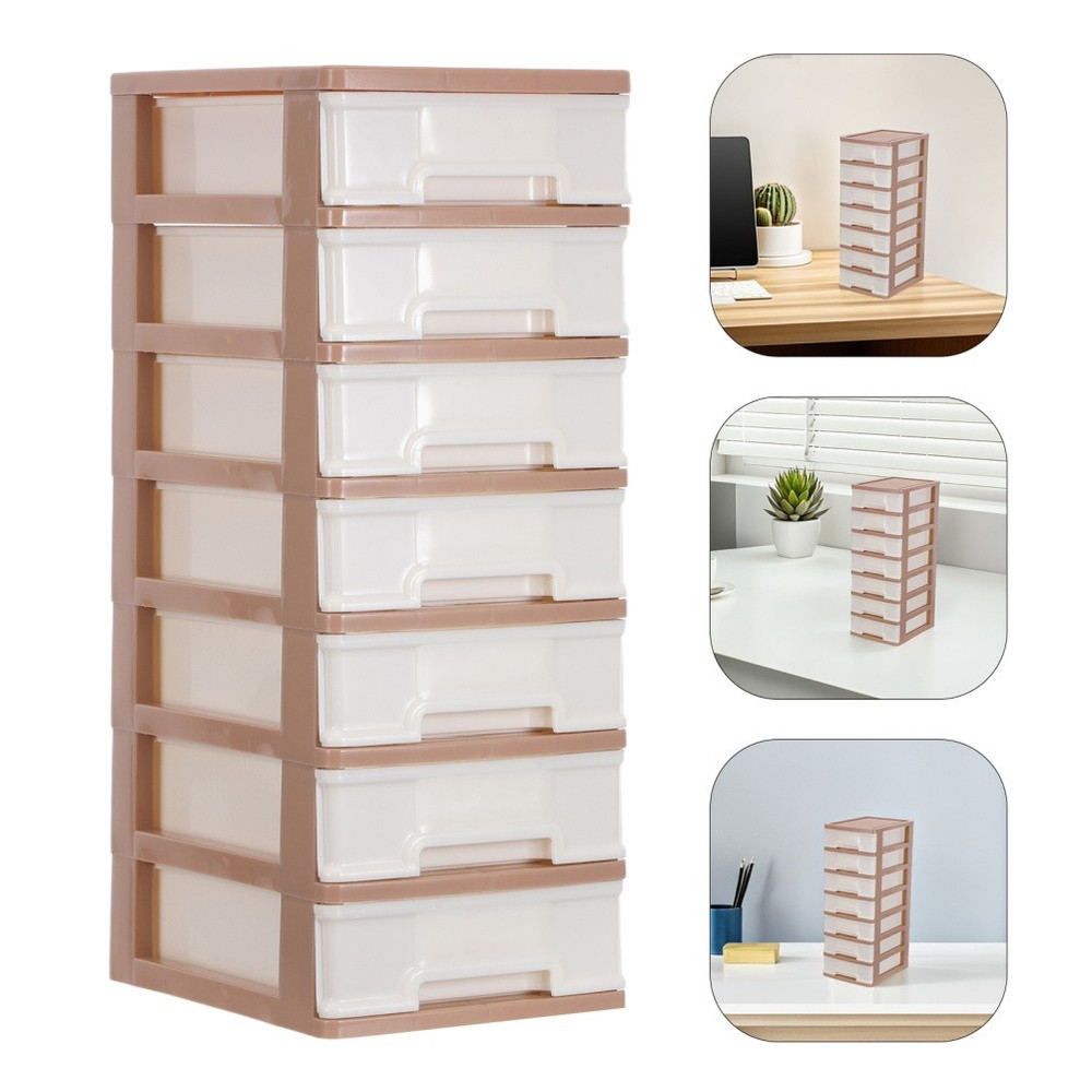 Desktop Drawer Storage Organizer Unit - 7-Tier Plastic Desktop Drawer For