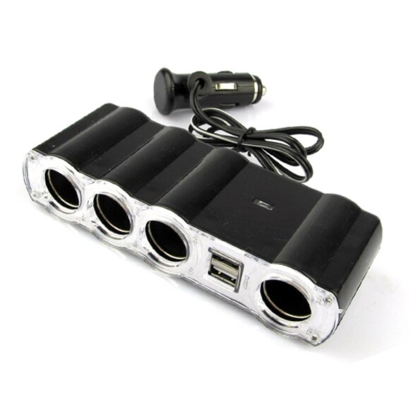 Car  Lighter 4 Way Multi Socket Splitter Charger DC 12V with 2 USB Port