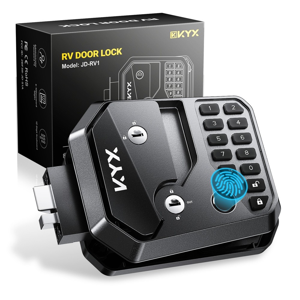KYX RV Keyless Door Lock Replacement with Password and Remote Control Thumbprint