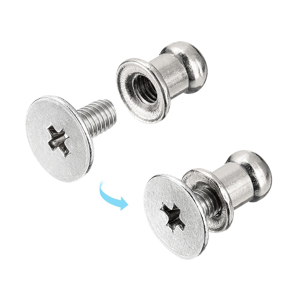 15Pack 5mm Ball Head Stud Rivets Screw Back Round Head Button Silver Tone