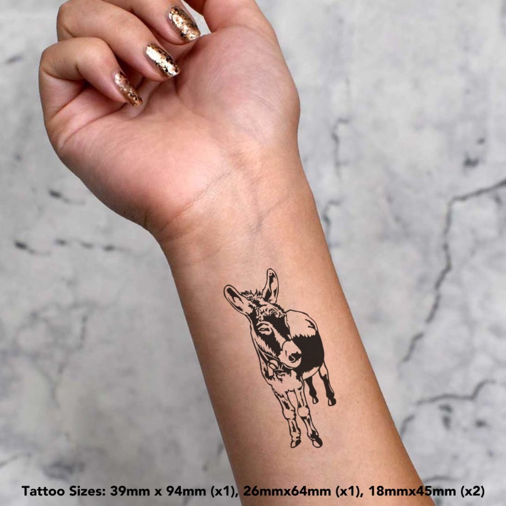 4 x 'Friendly Donkey' Temporary Tattoos / Transfers (TO00007636)