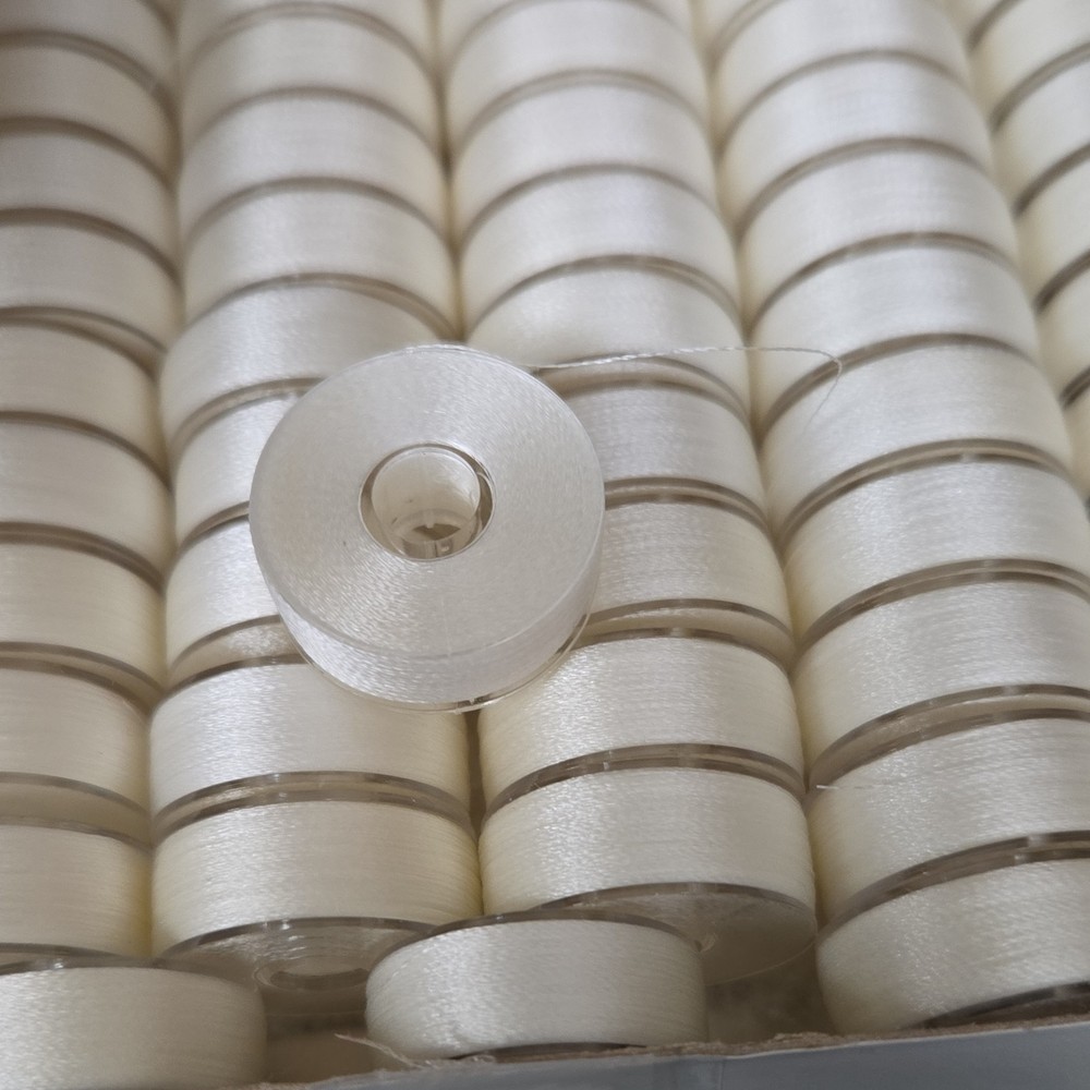 NEB National Embroidery Bobbins Plastic Pre-Wound White Thread Box
