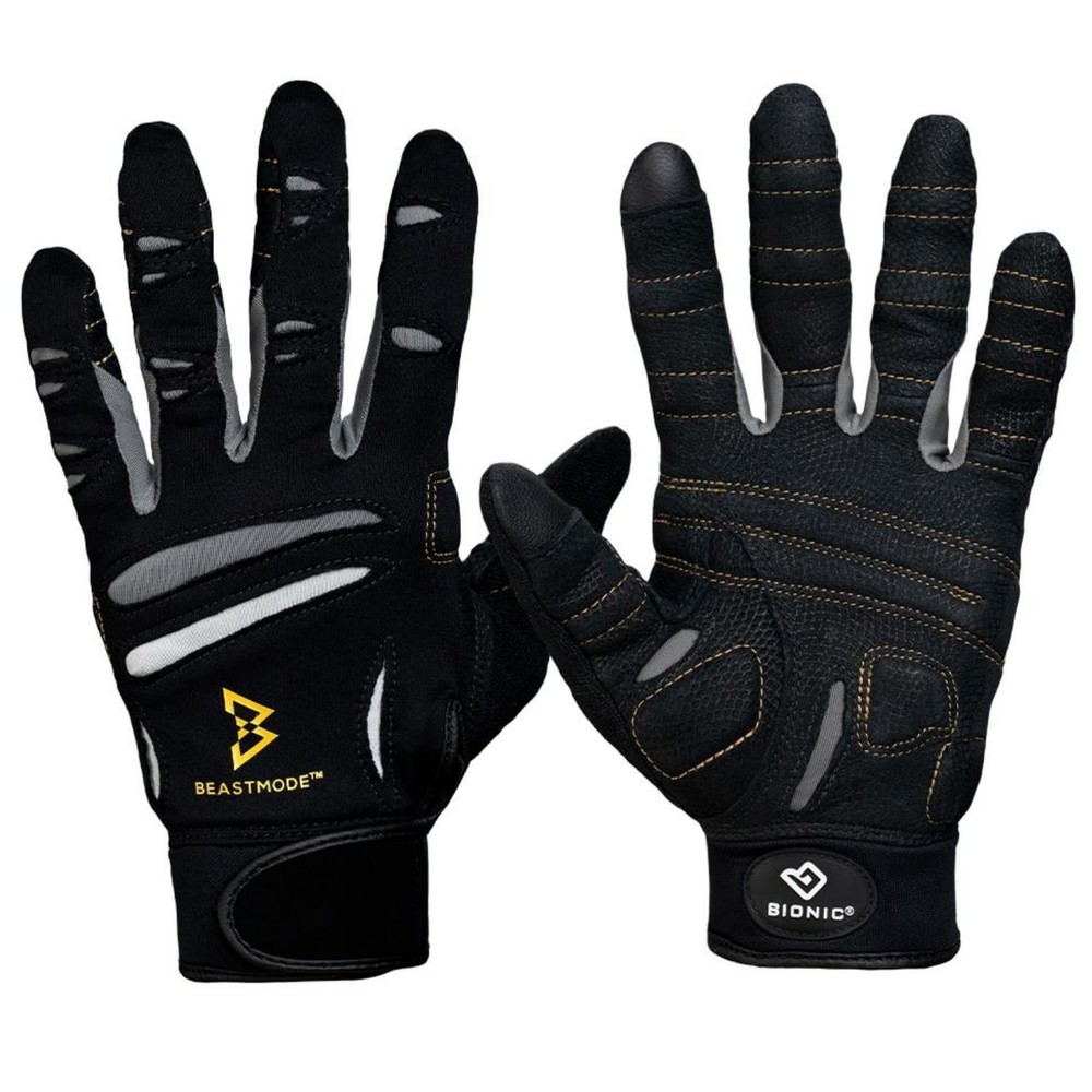 Bionic Men's Beastmode Full Finger Gym Workout Gloves Large