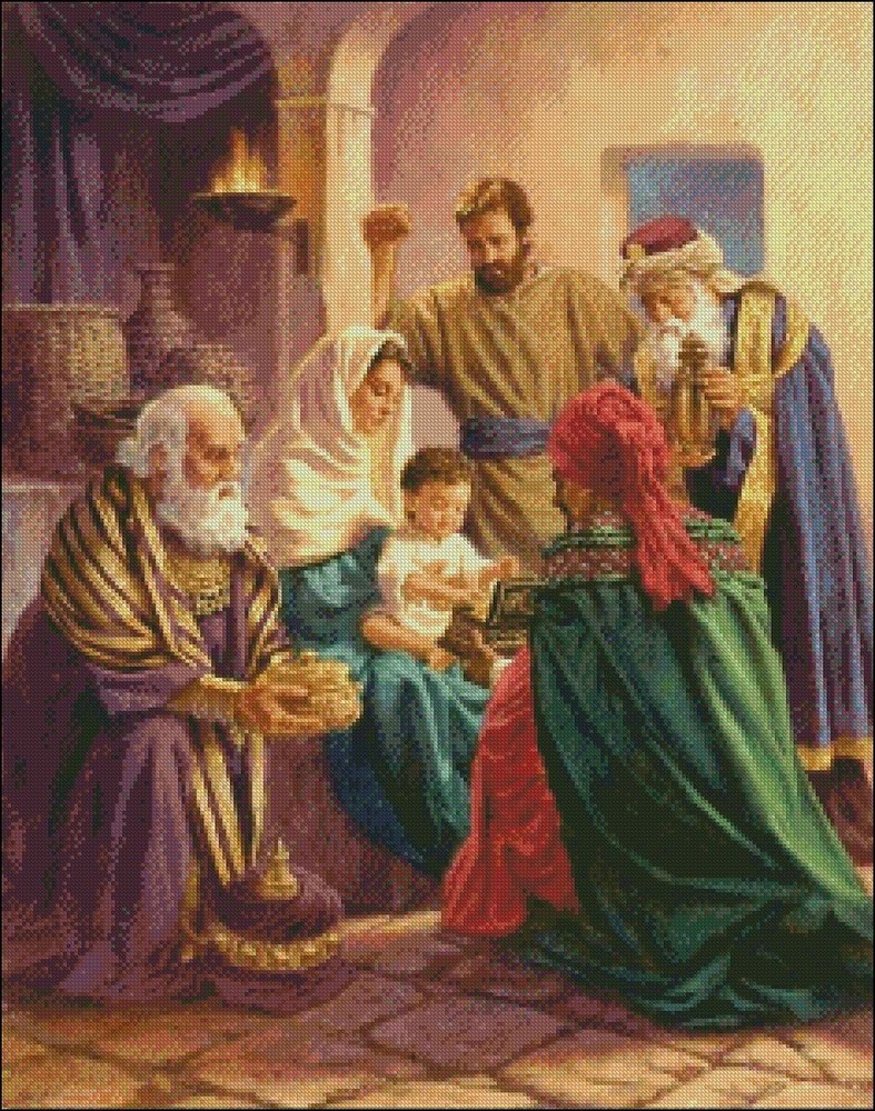 Chart Needlework DIY - Counted Cross Stitch Patterns -Magi worship Jesus
