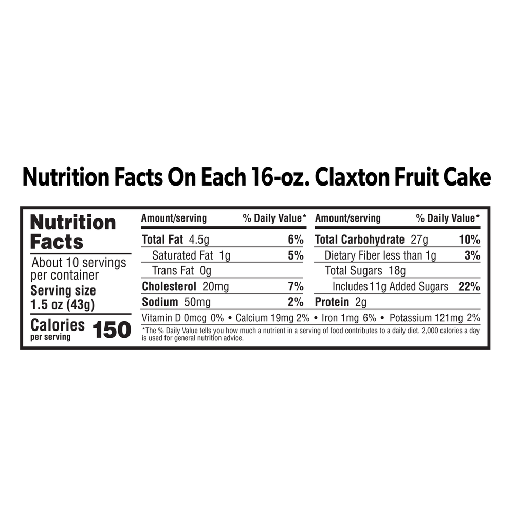 Claxton Fruit Cake 3-16 oz. REGULAR - Holiday Pack - Shipped From Claxton, GA