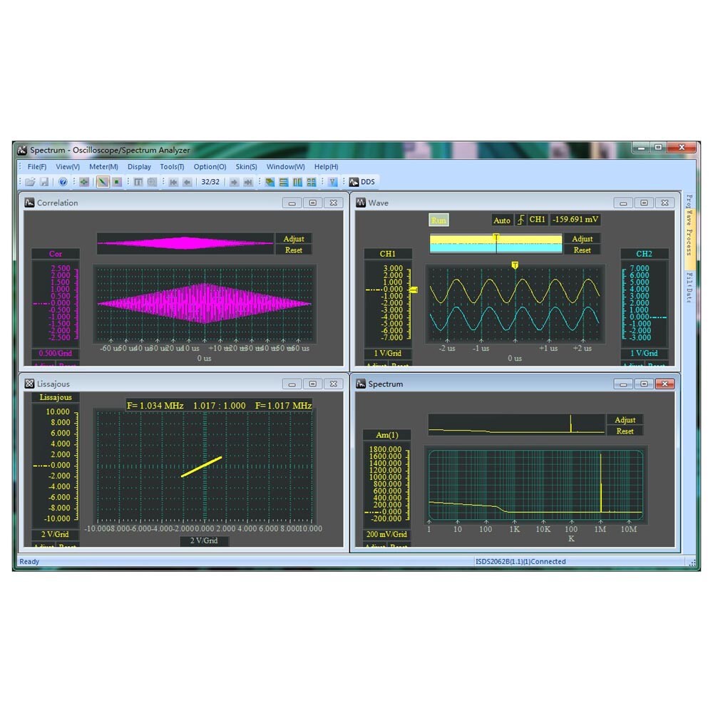 INSTRUSTAR ISDS2062A PC Based USB Digital Oscilloscope 12BIT ADC 20MHz Bandwidth