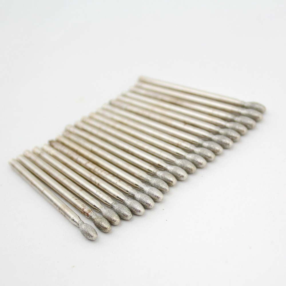 30Pcs 3mm 1/8" OVAL Tip Diamond Solid Bits Ellipse Grinding Head Tools for Stone