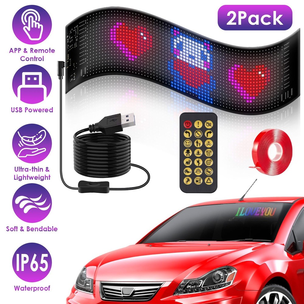 2Pack 20x64 Matrix Devil Eyes Lights f/ Car Ultra-thin Programmable LED