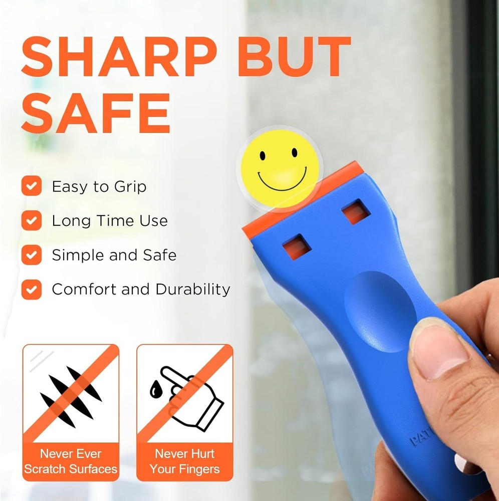 Plastic Razor Blades Scraper Tool - 2 Pack Wall Paint Remover with 100 Pcs Pl...