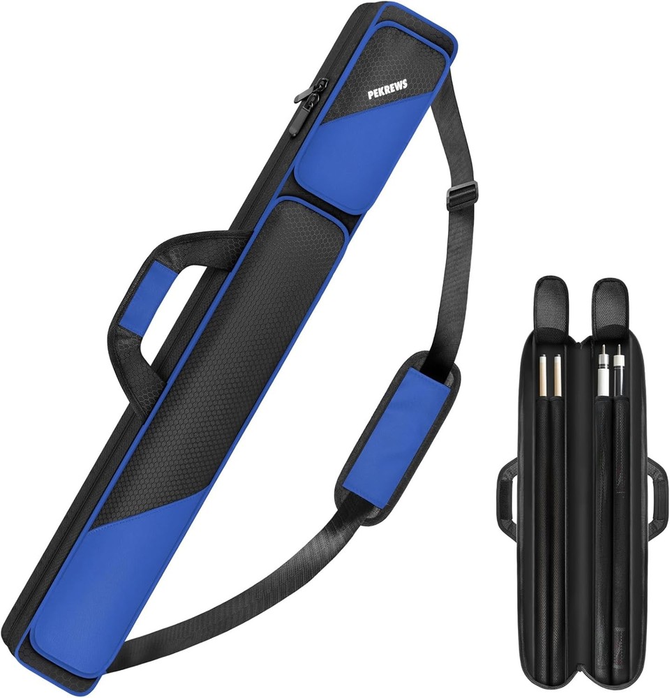Pool Cue Case, Stick Case 2x2 Holds 2 2x2, Blue/Black