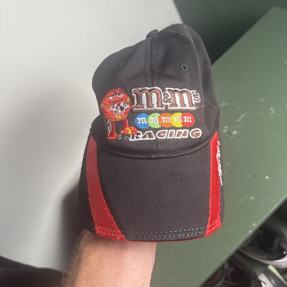 Kyle Bush NASCAR Hat Cap Adjustable Black Red M&M’s Racing Chase Authentics
