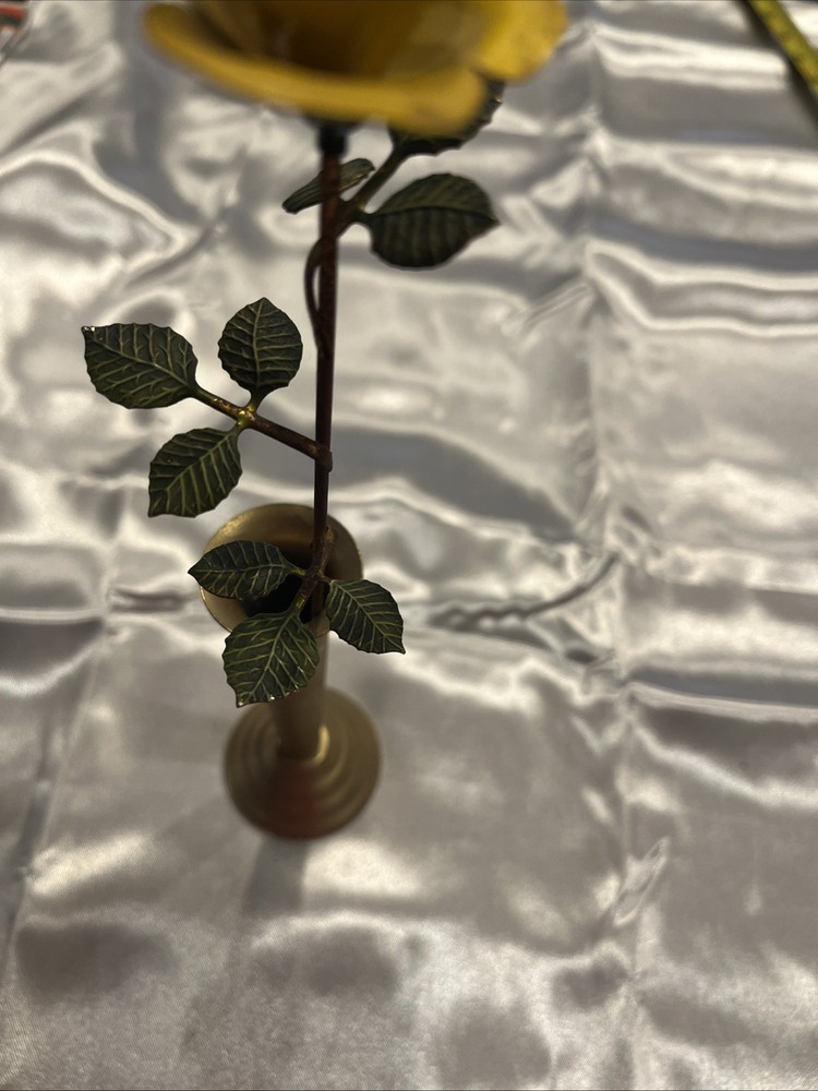 Vintage Rose Bud & Vase Brass