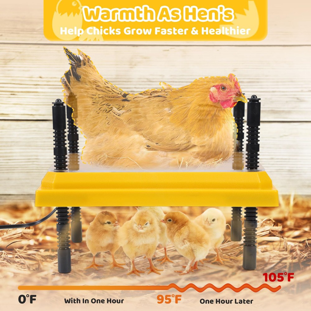 Brooder Heating Plate for Chicks Adjustable: with Bonus 12x12 Warmer with Eas...