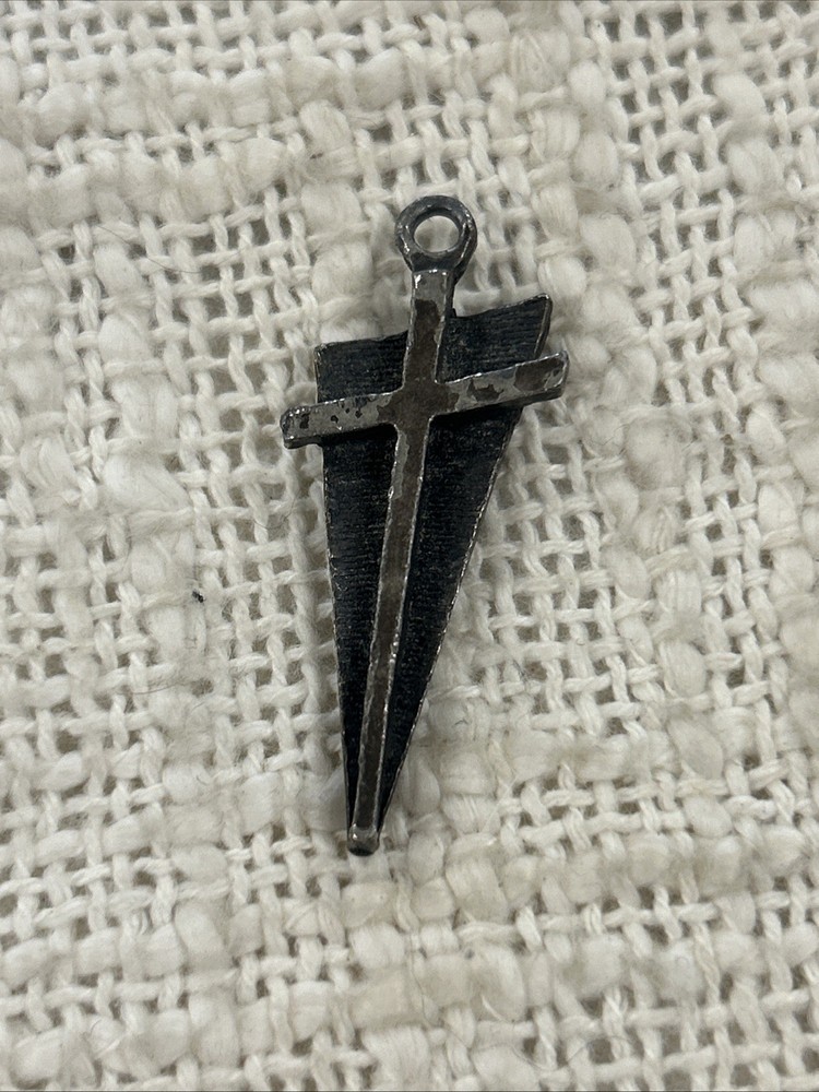 Triangular Christian Shadow Cross Silver Toned Pendant