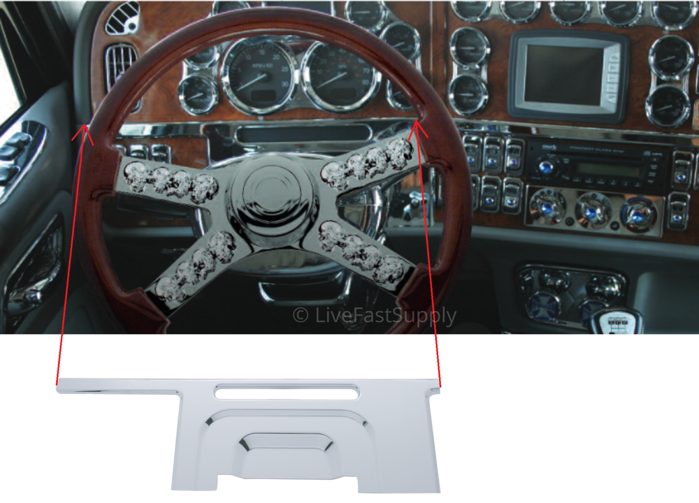 Chrome Dash Panel Trim for 2006+ Peterbilt Console