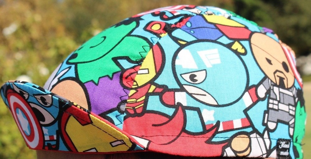 CYCLING CAP MARVEL COMIC 100% COTTON ONE SIZE HANDMADE