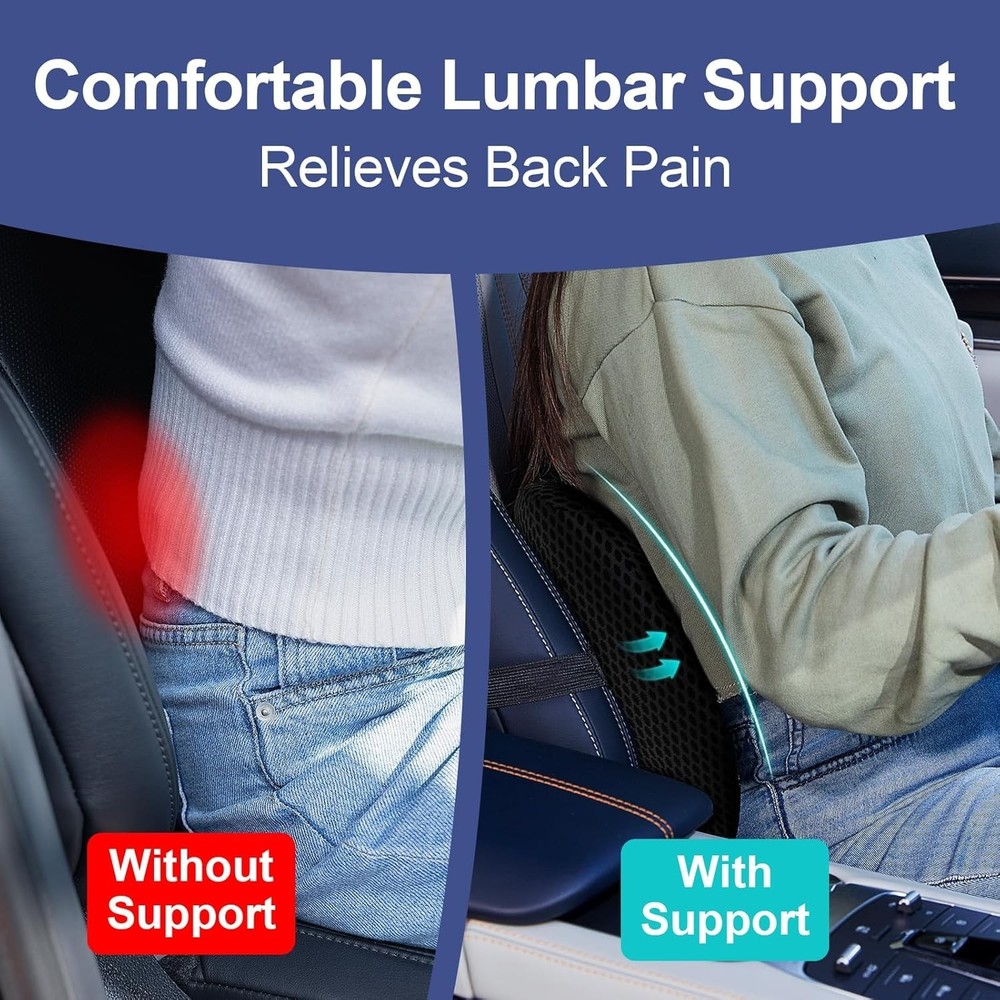 Lumbar Support Pillow For Car - Back Support For Medium To Large Vehic