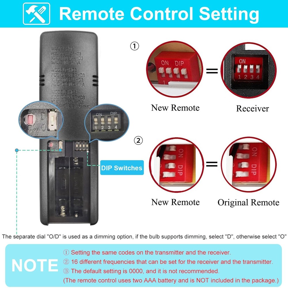 HD3 Ceiling Fan Remote Control Replacement for Hampton Bay (Remote Only)