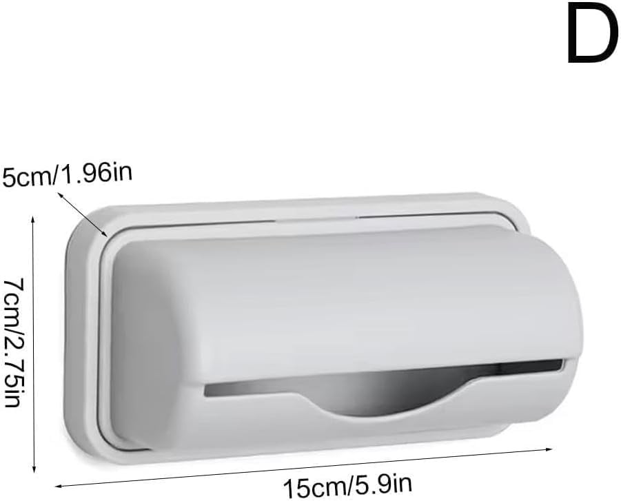 Gray wall-mounted garbage bag dispenser, small kitchen storage accessory