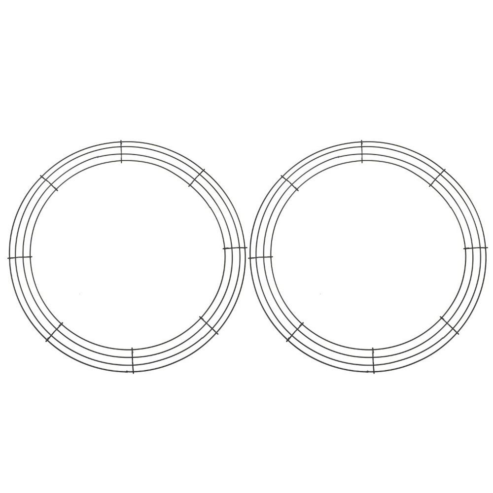 2 Pcs Metal Flower Wreath Frames Round Making Ring Hoop Decor Hoops