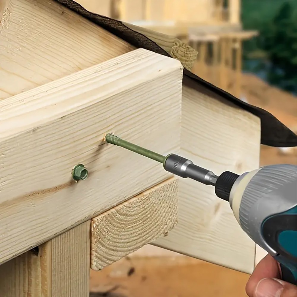Heavy-Duty Green Timber Structural Wood Screws with Hex Socket 14*8" Extra Long