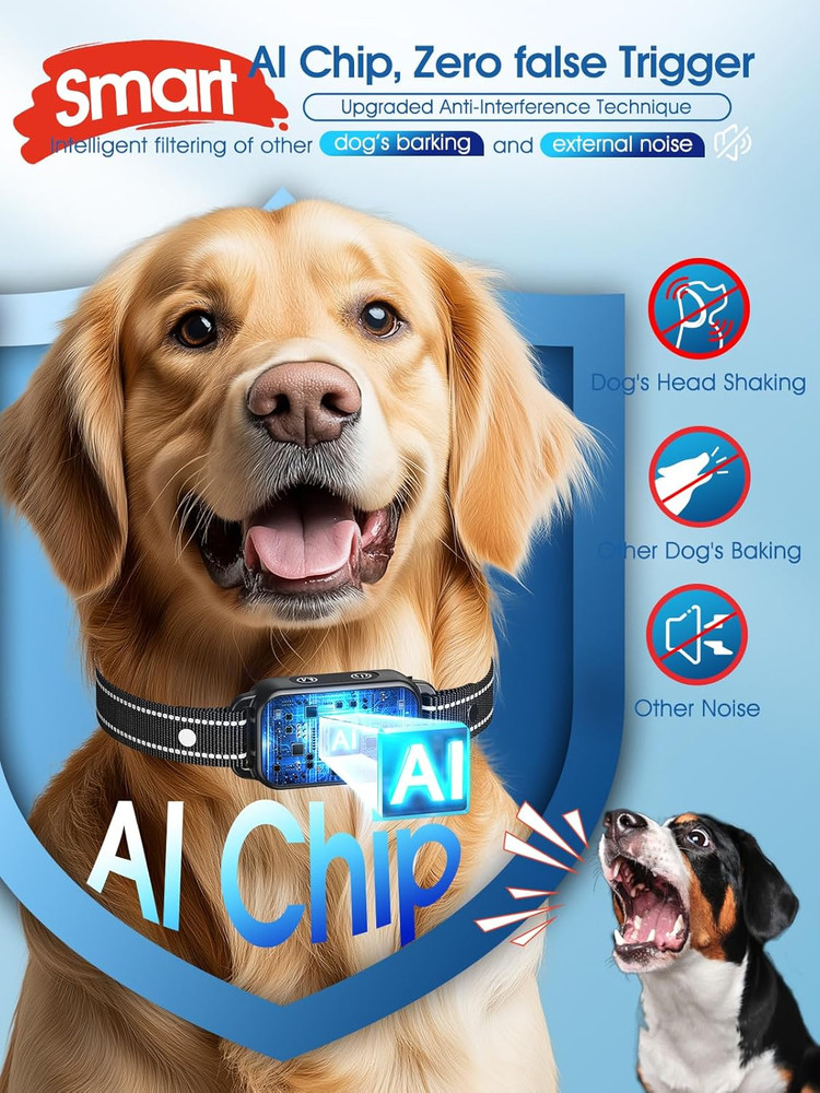 Smart Bark Collar - Rechargeable anti Barking Training Collar with 8 Adjustable