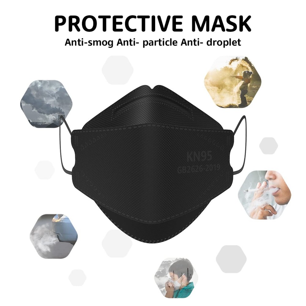 50 Pack KN95 Face Masks Adjustable Ear Loop Lightweight Non Woven for Protection