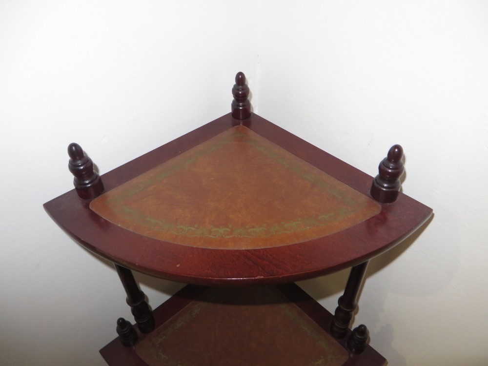 ANTIQUE CORNER UNIT WITH LEATHER SHELFS