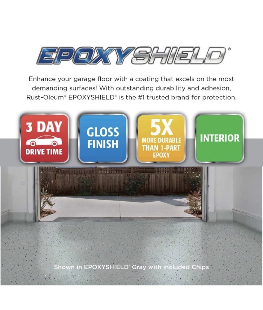 Rust Oleum Epoxyshield Garage Floor Coating 2 Part Epoxy Durable High Gloss