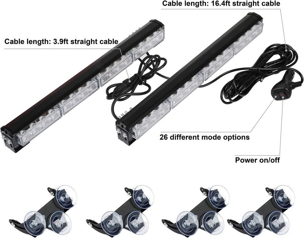 2x16.8” LED Emergency Strobe Light Bar with 32 Patterns for Maximum Visibility