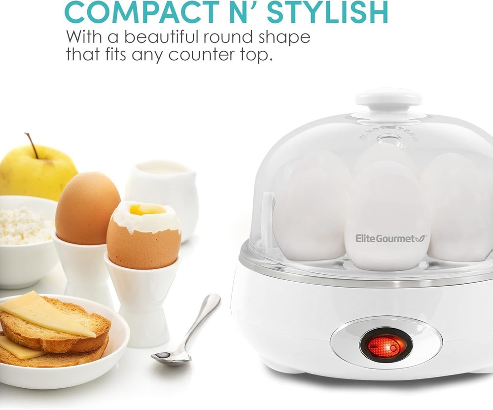 Automatic Egg Cooker with Auto Shut-Off, Buzzer & 7 Egg Capacity, Classic White