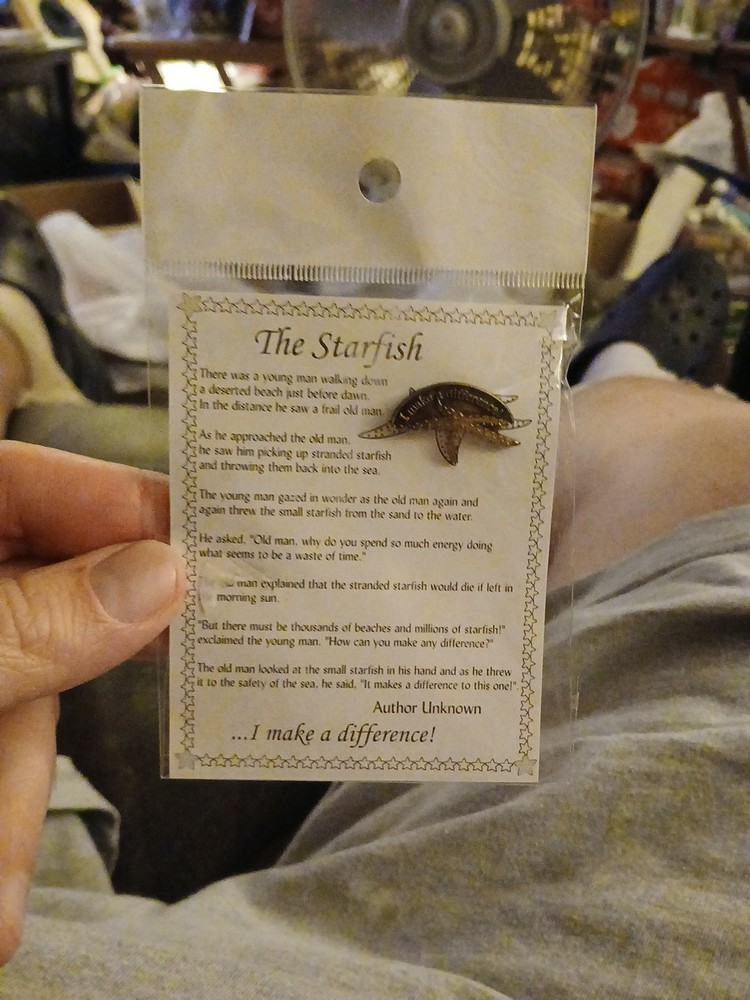 I Make A Difference Starfish Pin W/Card