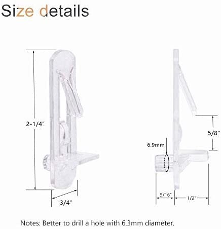30 Pack Shelf Support Peg, Clear Plastic Cabinet Shelf Pins, Self-Locking Bra...