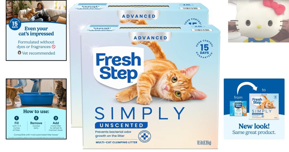 15-Day Odor Control Unscented Cat Litter - Multi-Cat Clumping Solution, 37 lbs