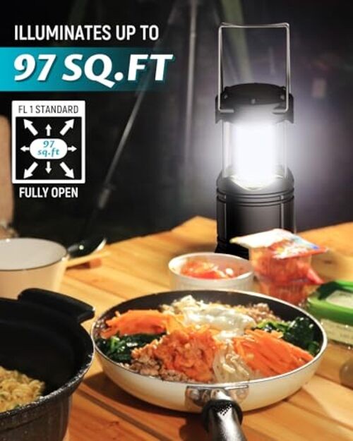 4 Pack LED Camping Lanterns, Battery Powered Camping Lights LED Black