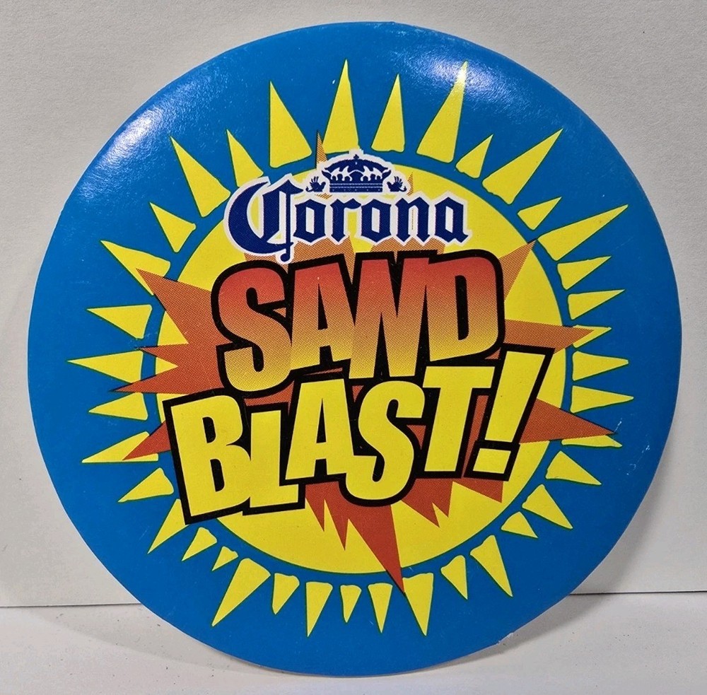 Corona Sand Blast Advertising Big Pinback Button 3" - One per Order