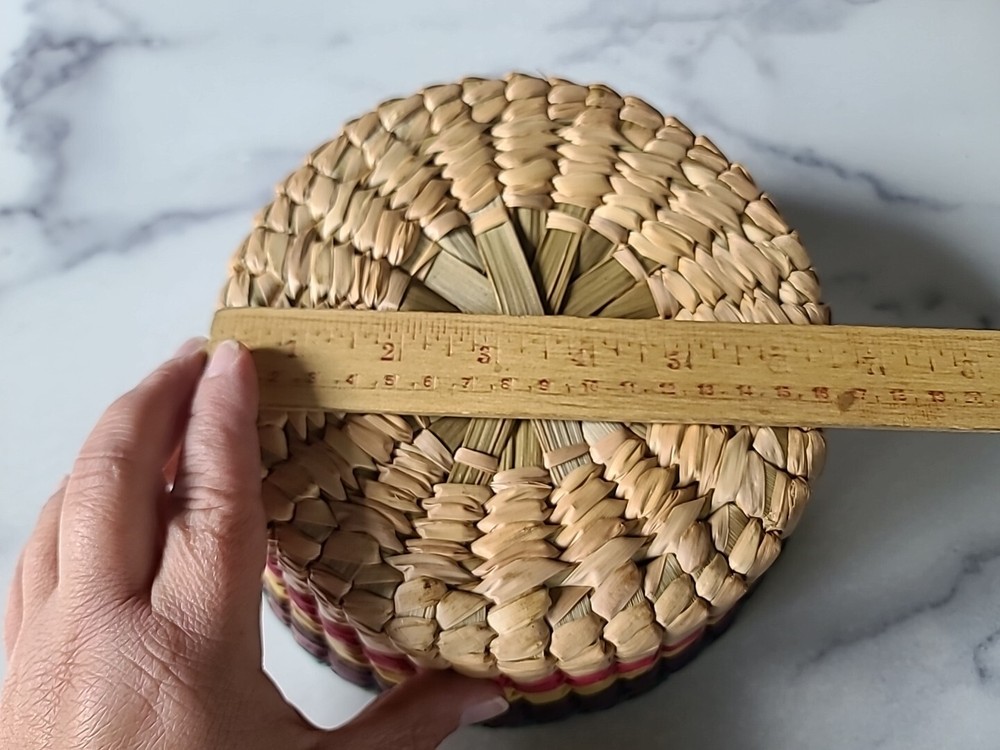 Vintage Striped Woven Basket