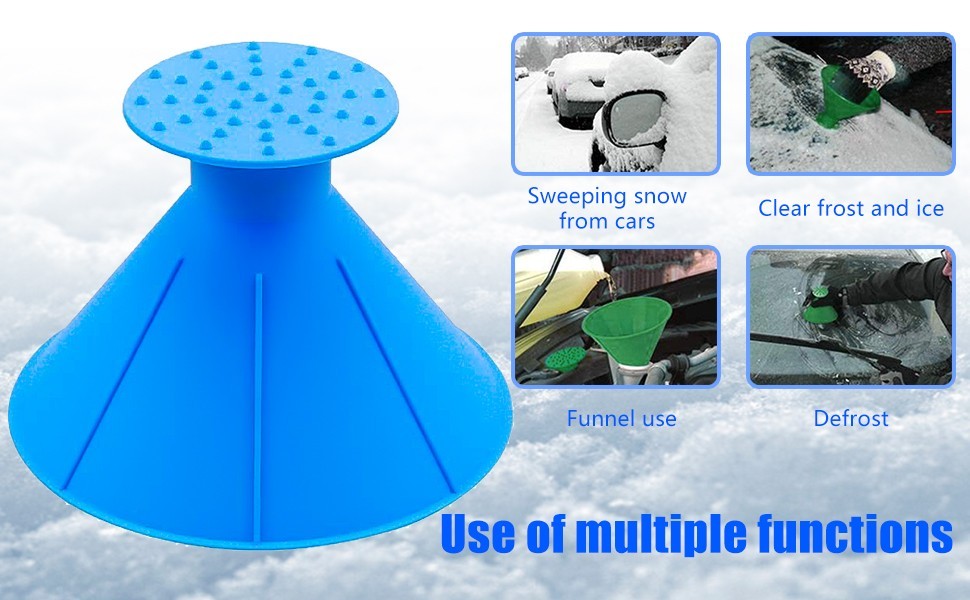 Ice Scraper Cone Snow Remover Scraper Tool (Multifunction) funnel Cone [2pack]