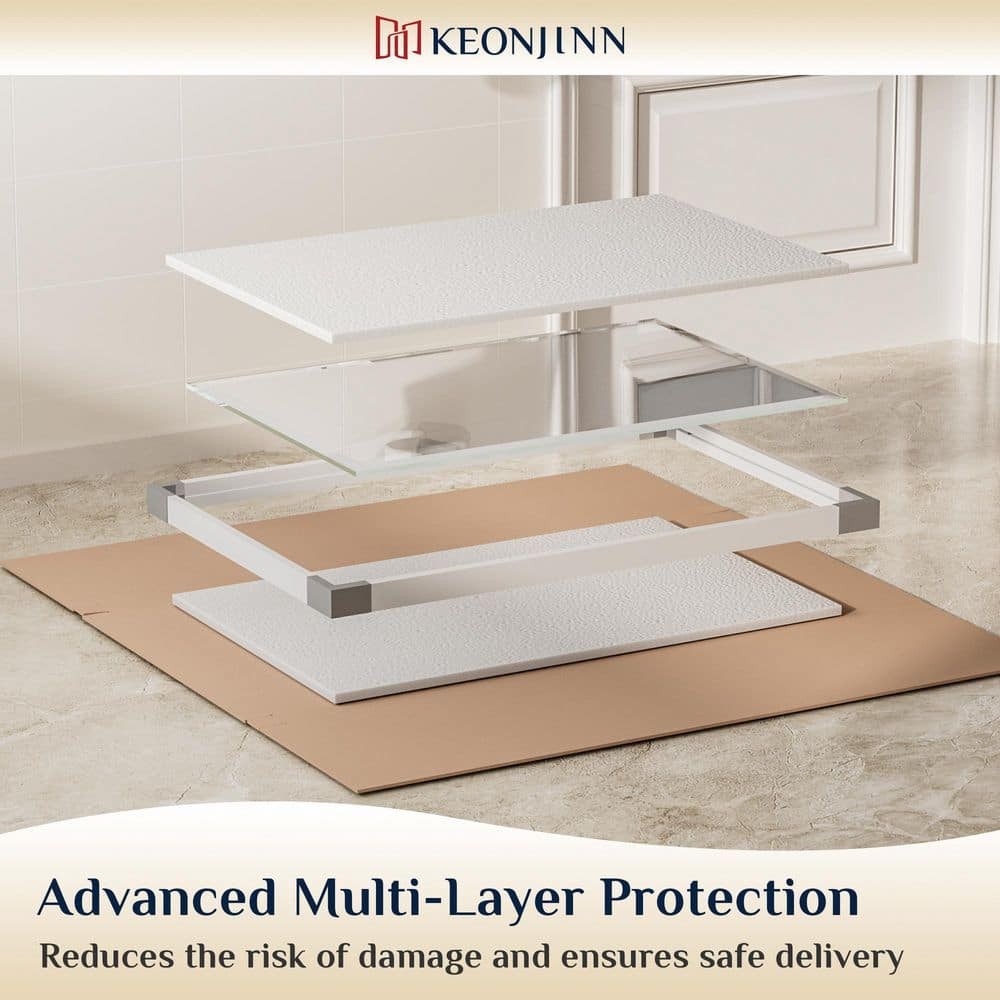 KeonJinn 24" W x 32" H Rectangular Beveled Frameless Wall Mount Bathroom Vanity
