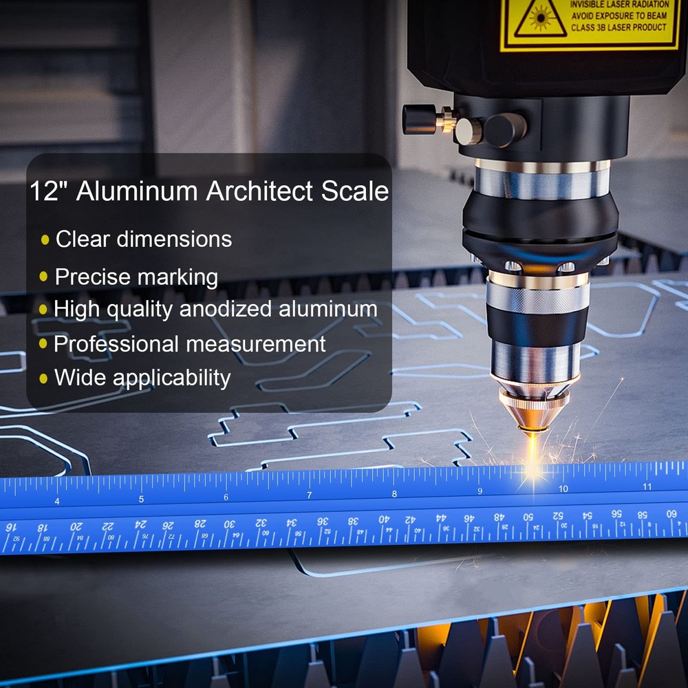 Architectural Scale Ruler, 12'' Imperial 12" Architect Scale, Blue