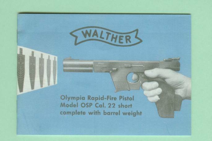Walther Model OSP Owners Manual Reproduction