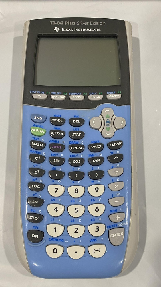 TI-84 Calculator Texas Instruments Plus Silver Edition Graphing Blue Tested